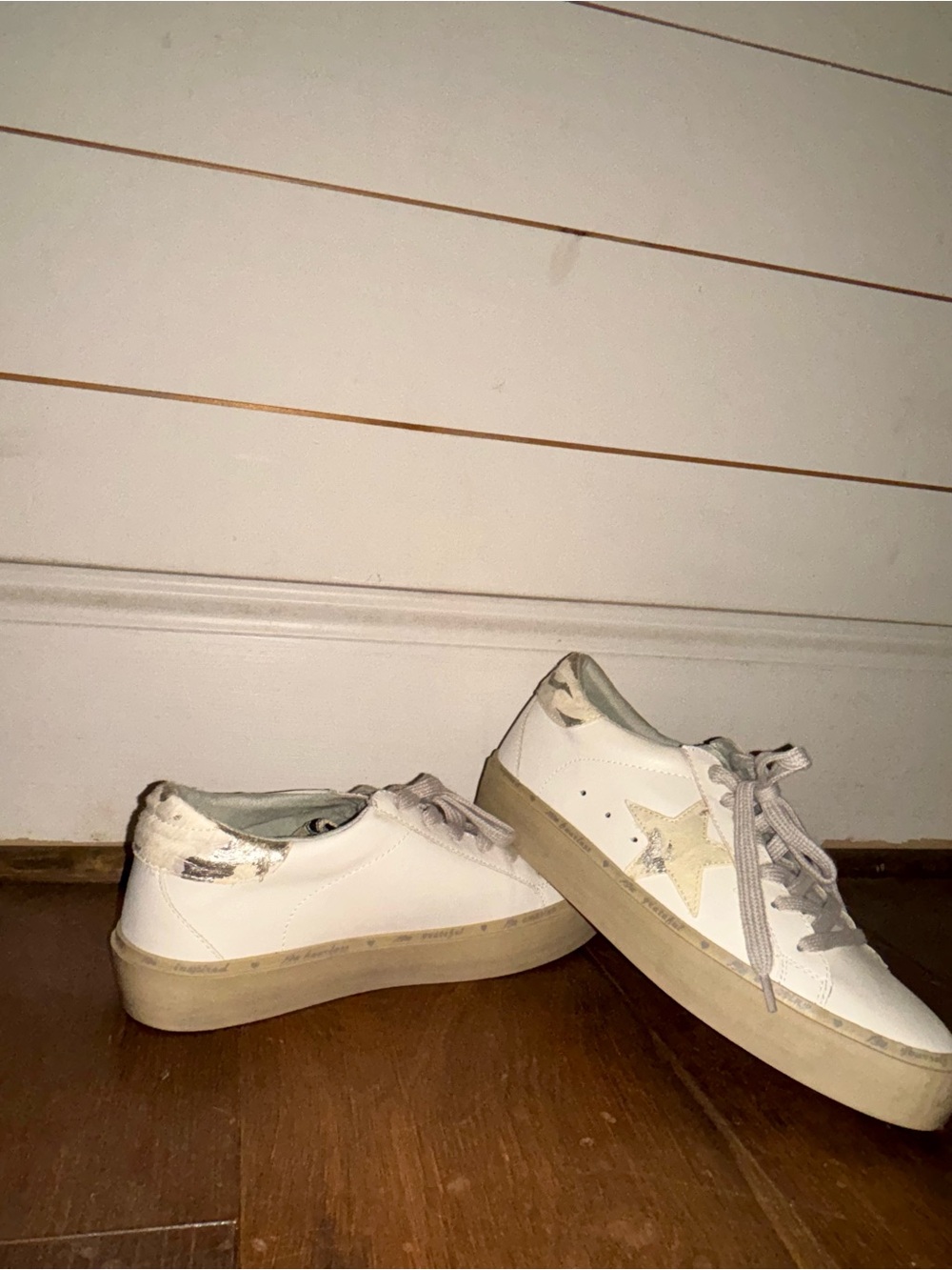 ShuShop White Sneakers with Metallic Gold Star